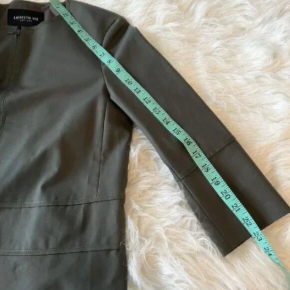 Lafayette‎ 148 NY Blazer Olive Green Zip Front Collarless Jacket Cropped Size S? - Picture 8 of 8